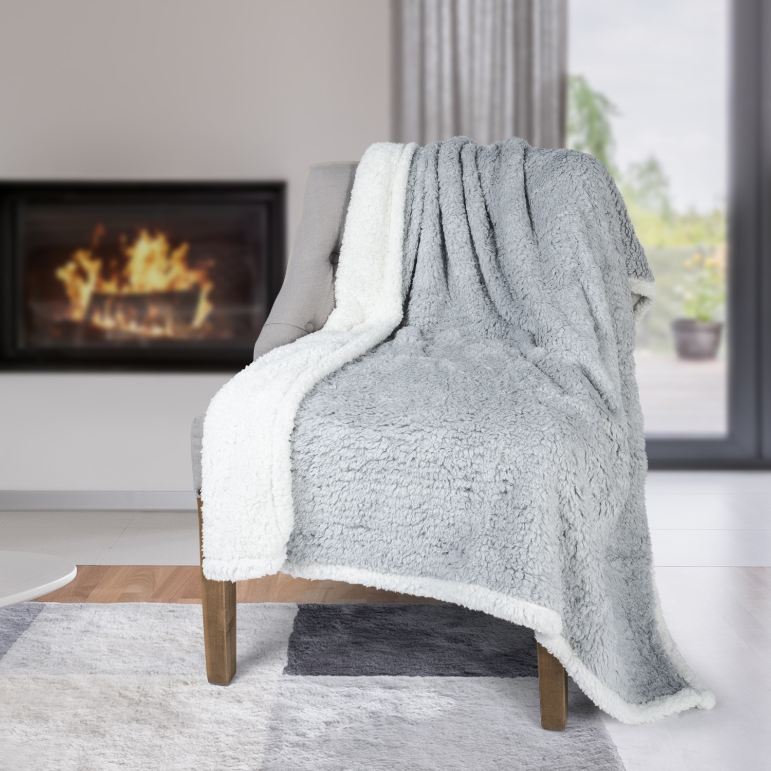 Light grey fur throw hot sale