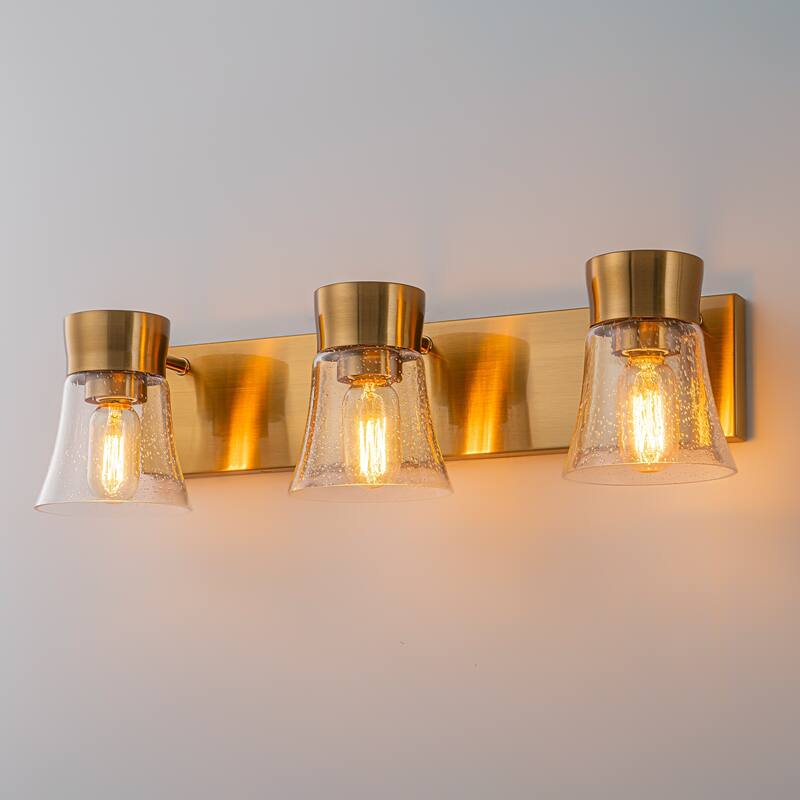 3-Light Bathroom Vanity Light with Seedy Glass Shade Wall Sconces - 23.6''W