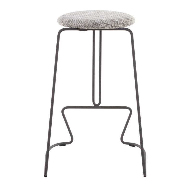 Finn Contemporary Counter Stool in Grey Steel and Light Grey Fabric - Set of 2 - 19.5"Lx18"Wx25.75"H