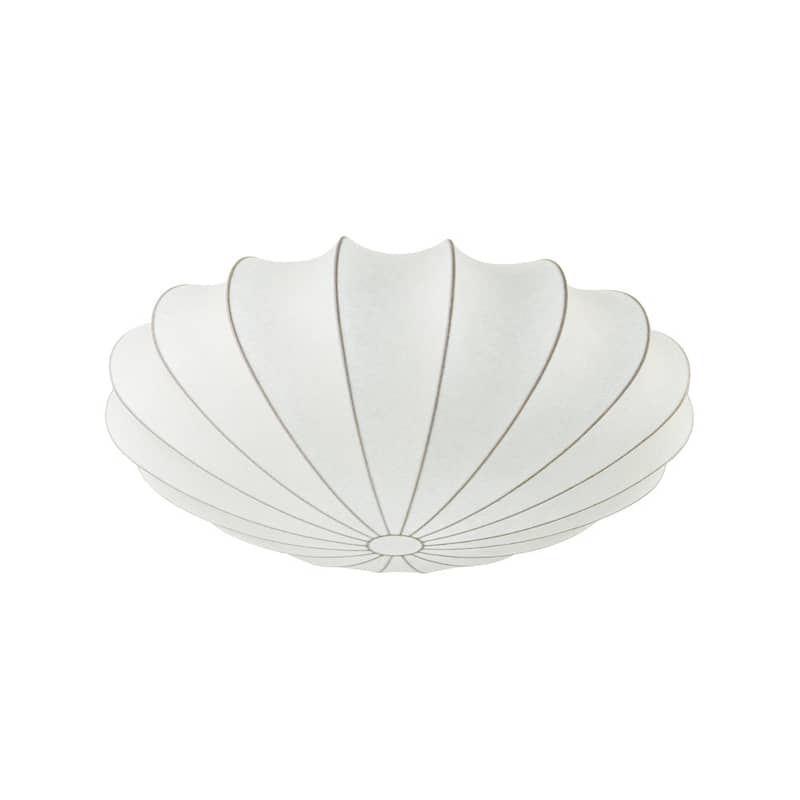 Modern Mid-century White Silk Shade Semi Flush Ceiling Light