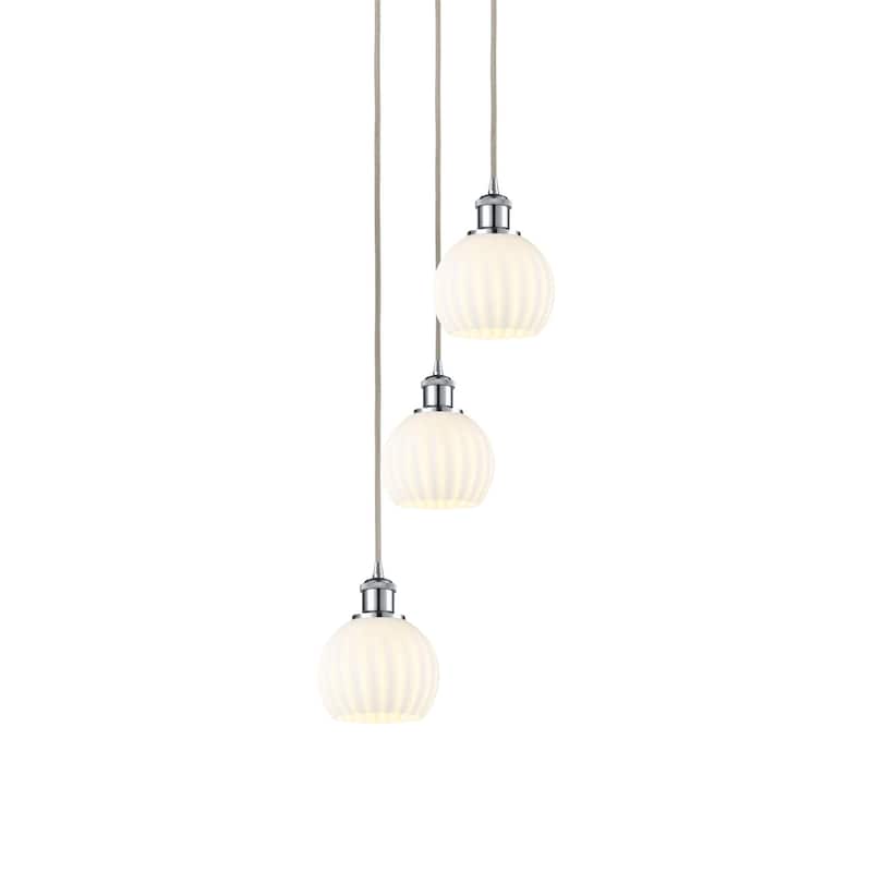 Innovations Lighting 113B-3P-13-13 White Venetian Pendant White - Polished Chrome