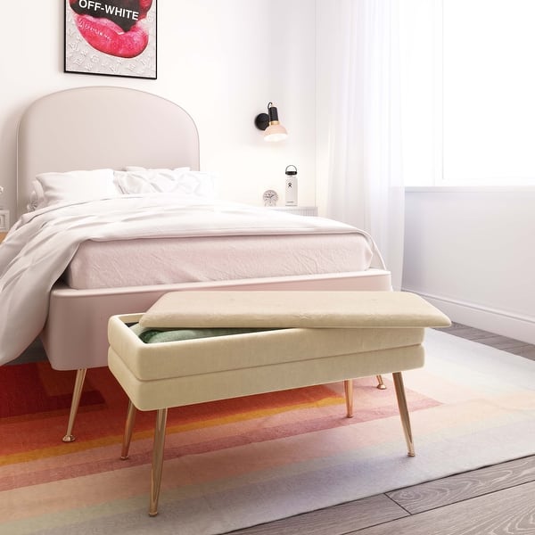 slide 1 of 6, Ziva Cream Storage Bench