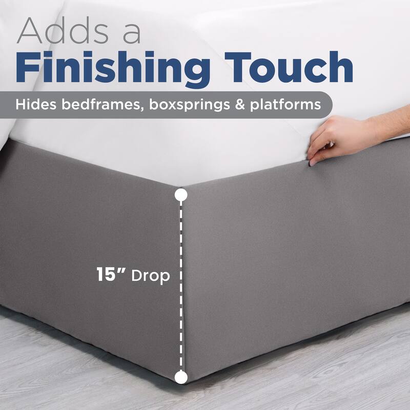 Martex 100% Microfiber Inverted Pleat Bed Skirt 15 Inch Hotel Quality