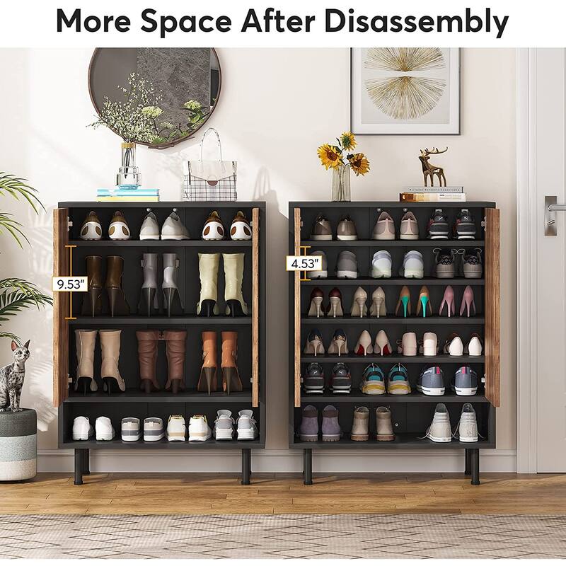 18 Pair Shoe Storage Cabinet for Entryway Shoe Rack Organizer