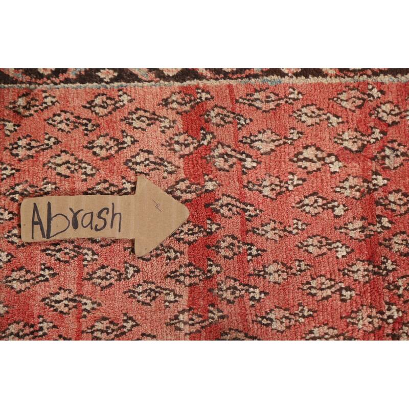 Hand Knotted Oriental 100% Wool Carpet Traditional All-Over Red Botemir Runner Rug - 9' 4'' X 3' 8''