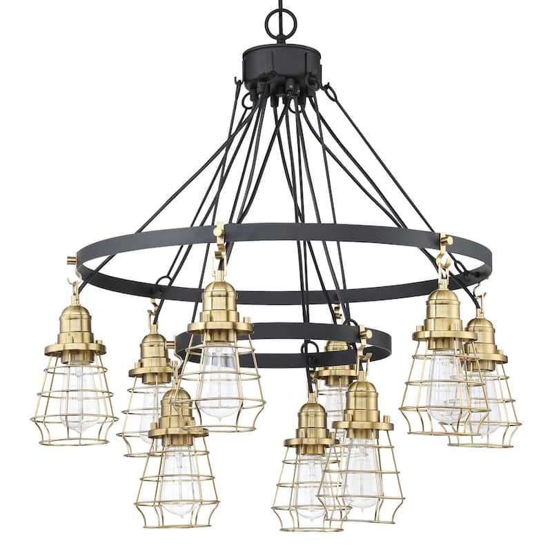 Craftmade Thatcher 9 Light 30" Wide Chandelier - Flat Black / Satin Brass