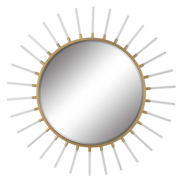 slide 2 of 7, Uttermost 09883 Oracle 55-1/4" Diameter Sunburst Framed Bathroom Gold Leaf