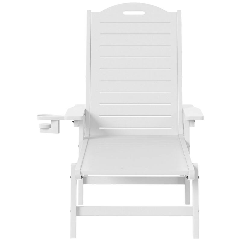 Brighton Outdoor Poly Reclining Chaise Lounge with Wheels & Cup Holder (Set of 4)