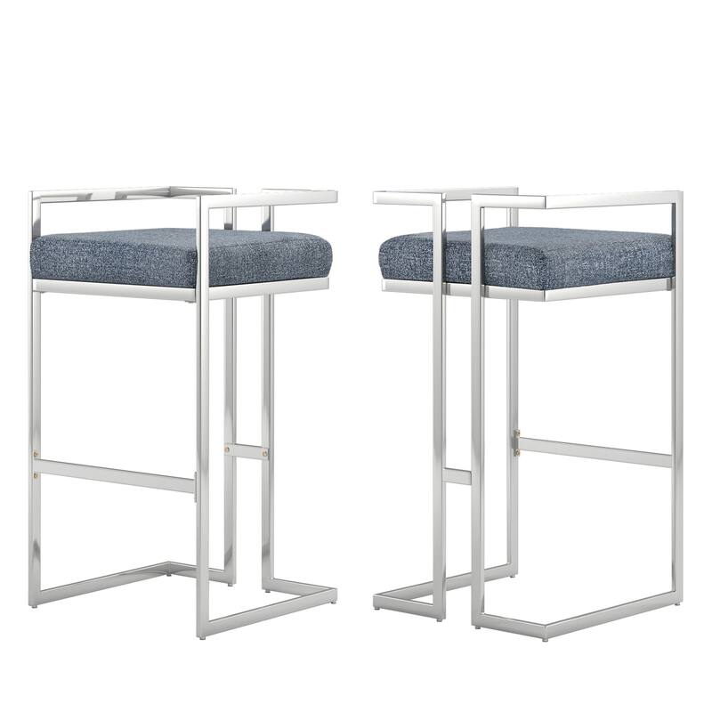 Tanner Velvet Upholstered Chrome Finish Metal Barstool (Set of 2) by iNSPIRE Q Bold