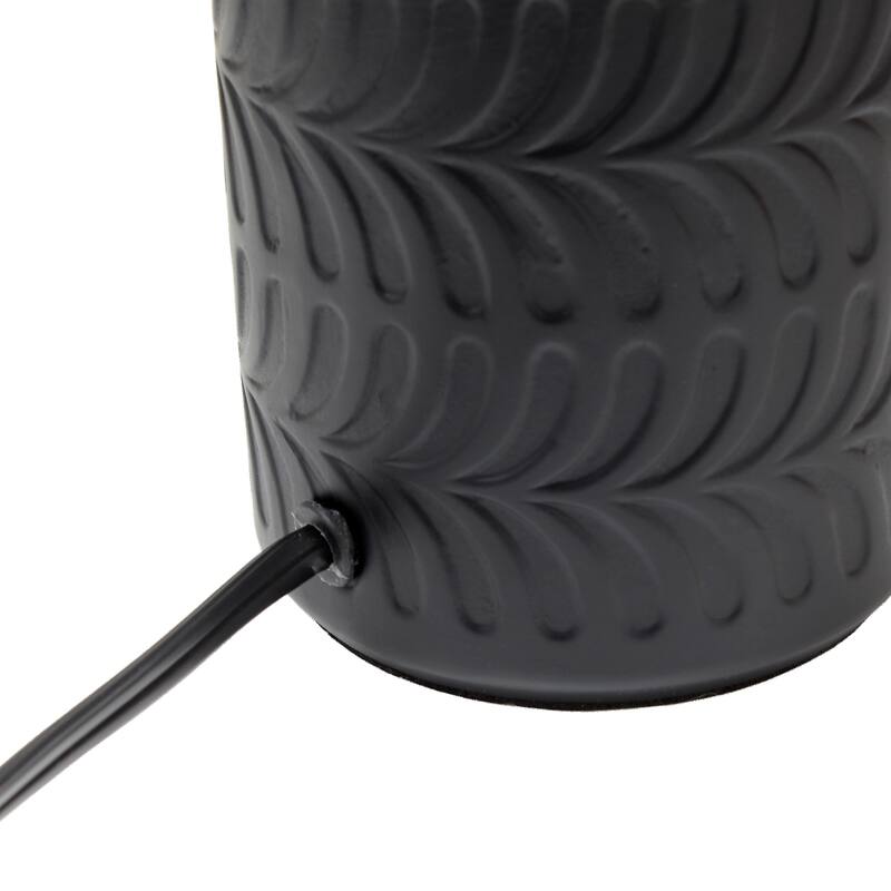Floral Textured Ceramic Table Lamp with Drum Shade - 10" - Black