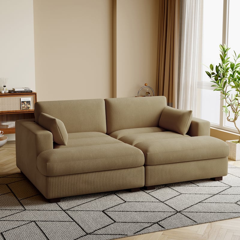 Navaeh Corduroy Modular Sectional Sofa Large Couch Sleeper Chaise