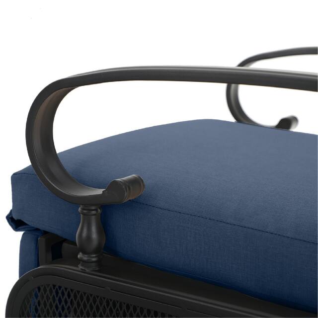 Outdoor Adjustable Cushioned Metal Patio Recliner Lounge Chair