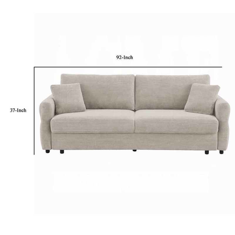 Isy Sofa with Pull Out Sleeper, Removable Cushions, 2 Pillows, Beige