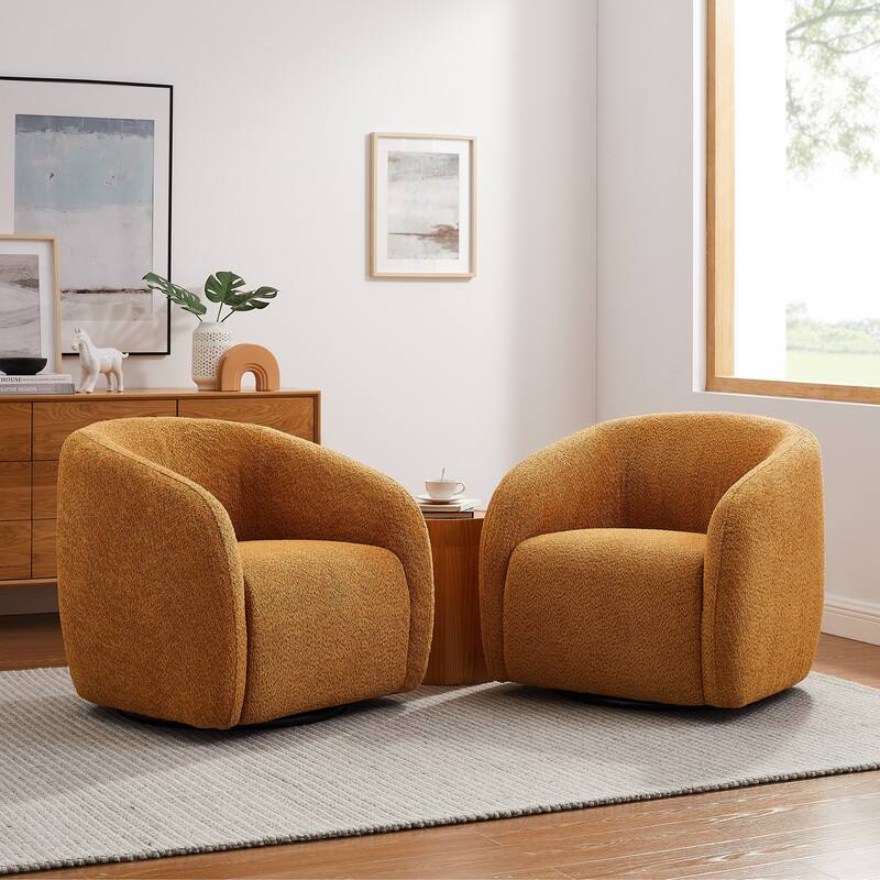 Kiptin 31.7"W 360 Degree Swivel Barrel Accent Chair (Set of 2) - Tan