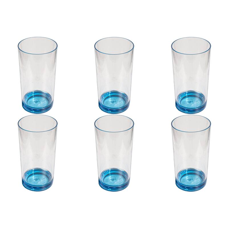 Abode Homewares Color Base Acrylic Drinking Glass - 24 oz - Set of 6 - Blue