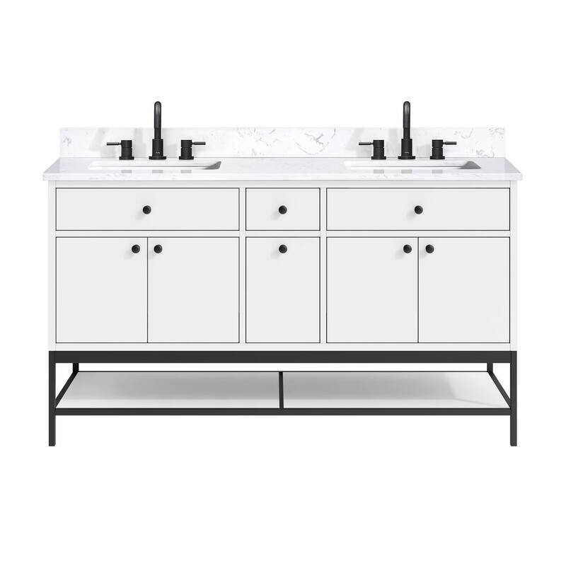 Avanity Paisley 60 in. Double Sink Vanity with Cala White Engineered Top