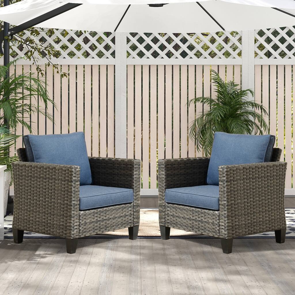 XIZZI 2-piece Patio Rattan Wicker Chair Set with Cushions