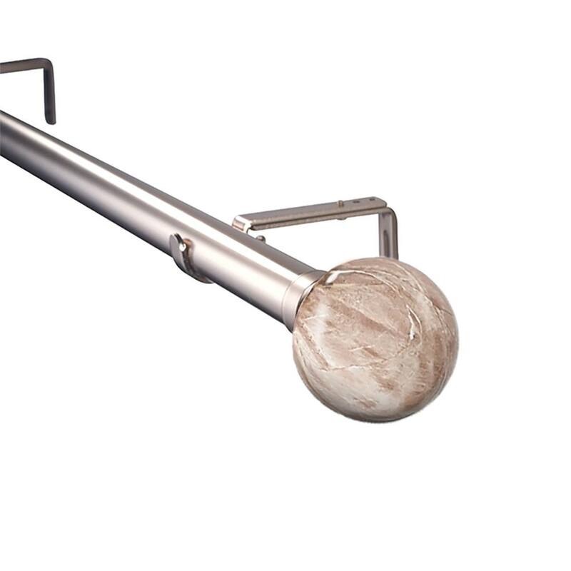 Linen Avenue Tan Travertine Single and Double Window Curtain Rod Set