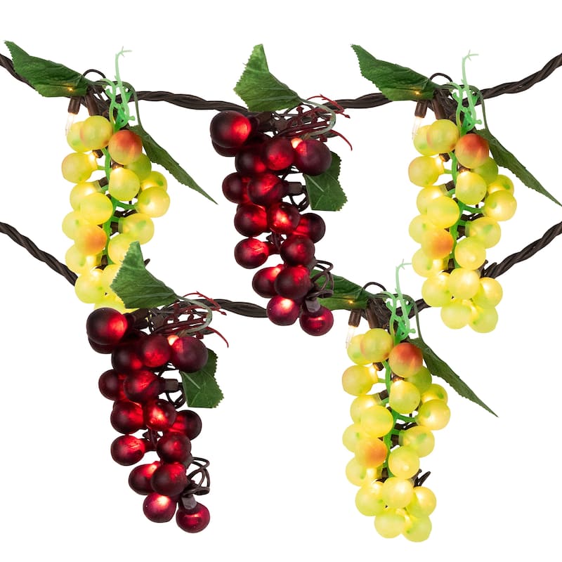 5-Count Red and Green Grape Cluster String Light Set, 8ft Brown Wire