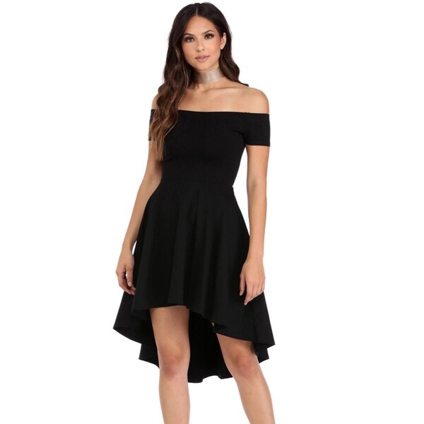 casual black off the shoulder dress