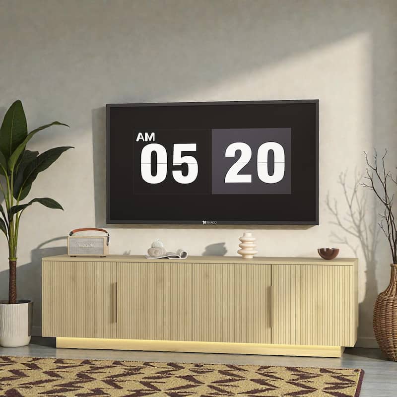 68 Inch LED TV Stand with 16 Color Lights, Modern Entertainment Center for 55 60 65 Inch TVs