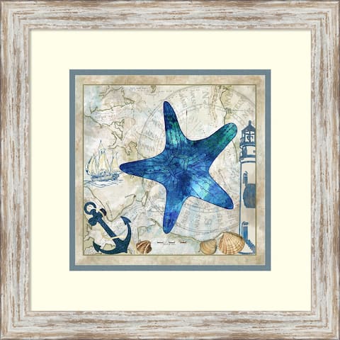 Framed Art Print 'Nautical Starfish' by Jill Meyer - 18x18-inch