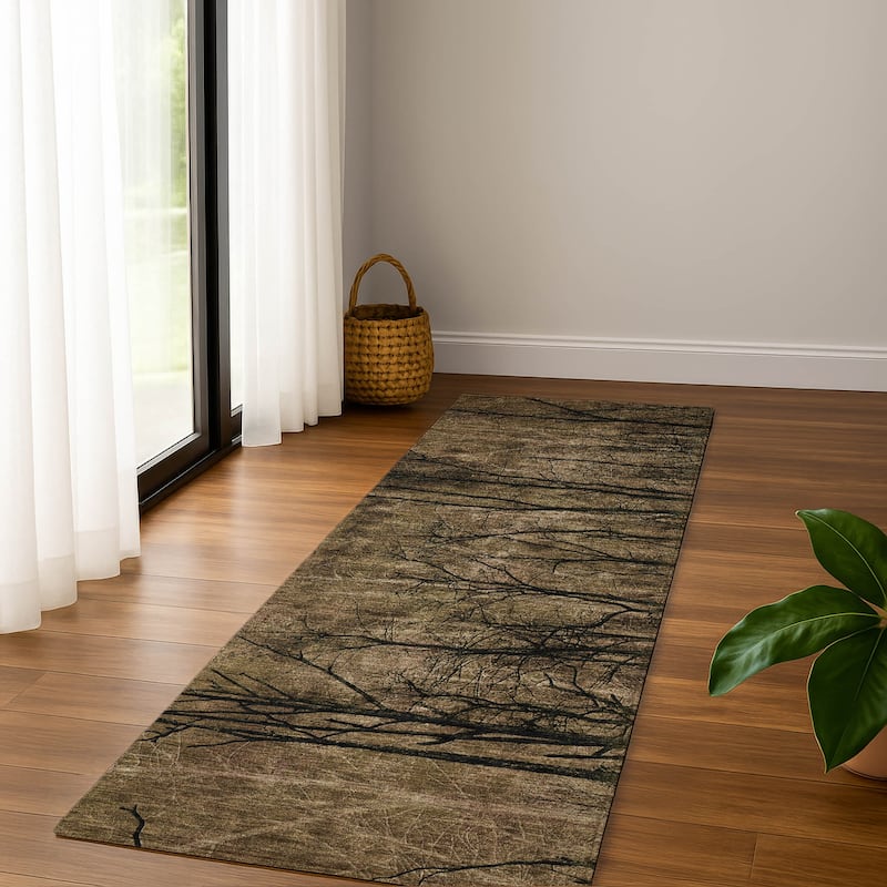 Premium Washable Super Soft Modern Forest Mayfield Rug - Brown - 2'3" x 7'6"