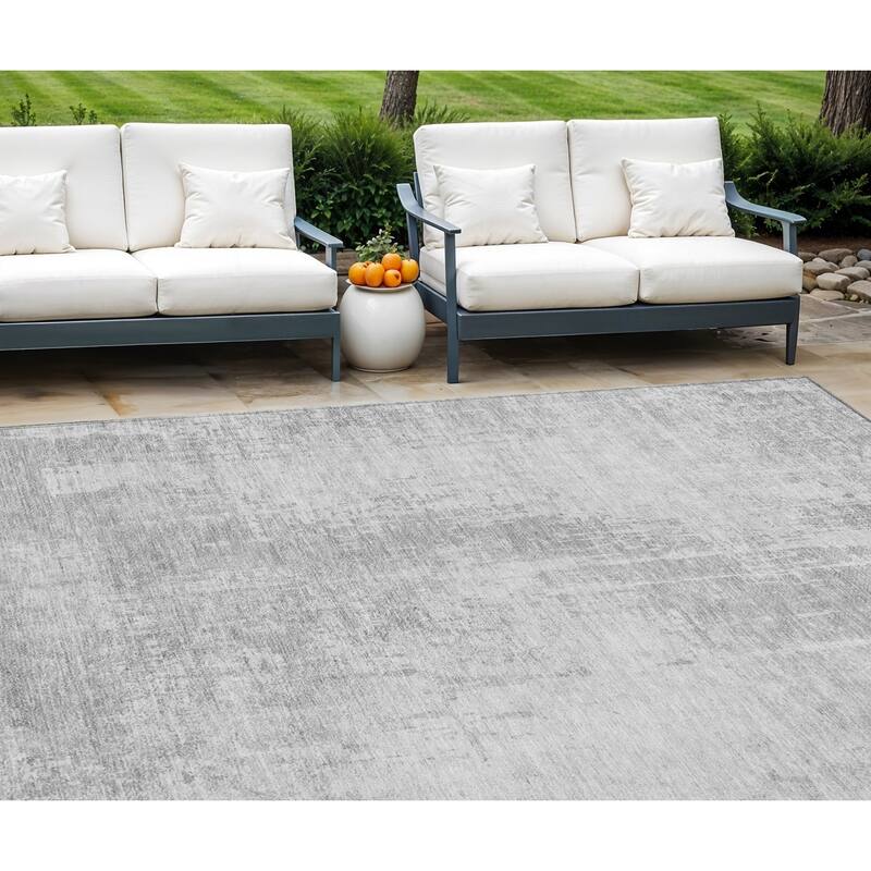 HomeRoots Abstract Transitional Rectangle Outdoor Rug - 9' X 12'
