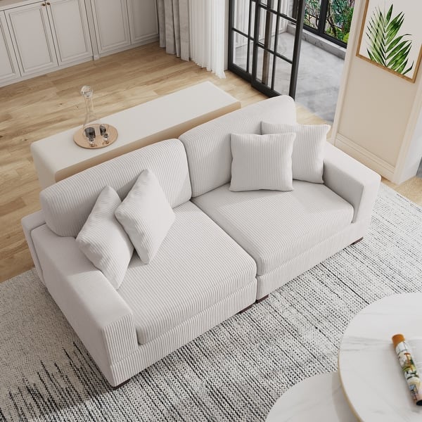 slide 2 of 8, Oversized Modular Sectional Sofa Set with Pillows for Living Room Beige/2 Armchair