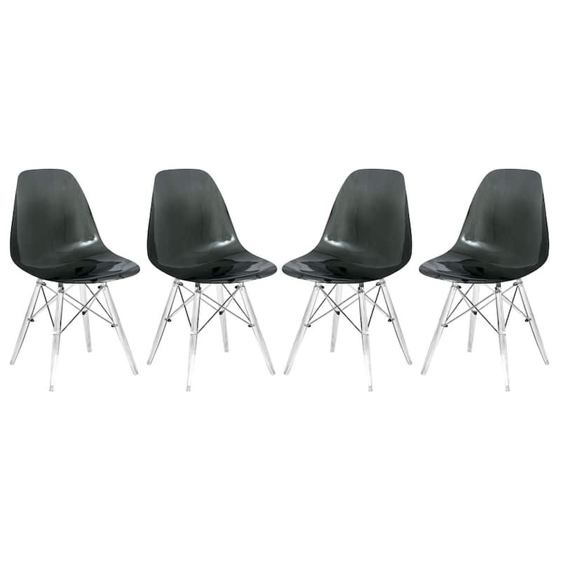 Crescro Dining Chair in Acrylic with Eifel Legs Design Banquet Side Chair (Set of 4) for Indoor and Outdoor - 32" Height - Transparent Black
