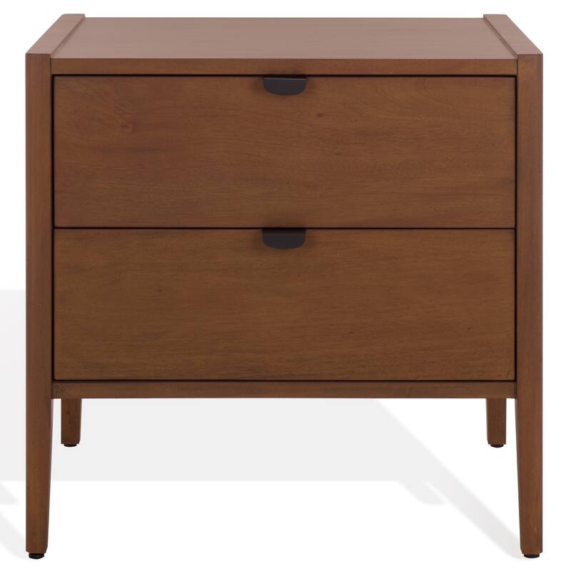 SAFAVIEH Couture Mayalyn Wood 2-Drawer Nightstand - Walnut/Black