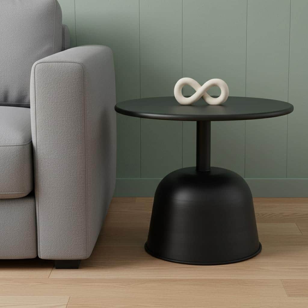 HomeRoots 20" Black Iron and Metal Tray Table - 19.69 in. x 14.76 in. x 19.69 in.