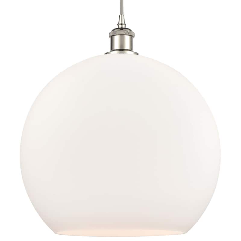 Innovations Lighting 516-1P-19-14 Athens Pendant Athens 14" Wide - Polished Nickel / Matte White