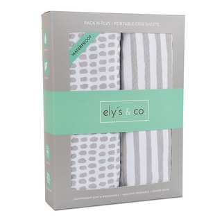 Ely's & Co. Waterproof Pack n Play - Mini Crib Sheet Set - 2 Pack - 38" x 24"