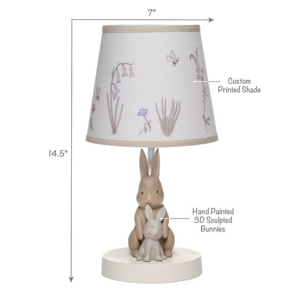 Lambs & Ivy Signature Bunny Hop Hand-Painted Resin Rabbits Lamp with Shade