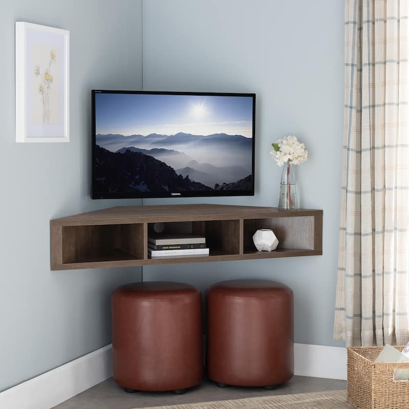 Furniture of America Sukhumi Transitional 47-inch 3-Shelf Wall-Mounted Corner TV Console