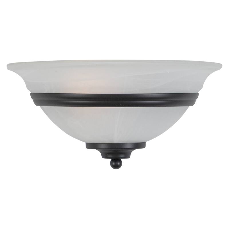 Da Vinci 1 Light Bronze Half Moon Wall Sconce White Glass - 12-in W x 6-in H x 6.25-in D - Oil Burnished Bronze - 12-in W x 6-in H x 6.25-in D