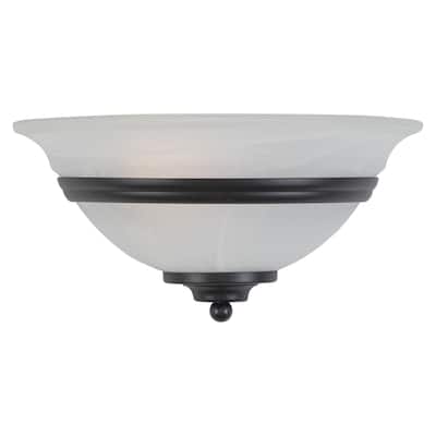 Da Vinci 1 Light Bronze Half Moon Wall Sconce White Glass - 12-in W x 6-in H x 6.25-in D