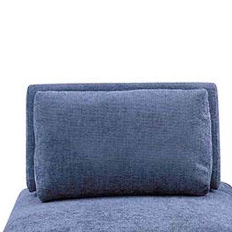 Stavan Modular Curved 2 Seat Sofa Set, Blue Chenille, Adjustable Backs