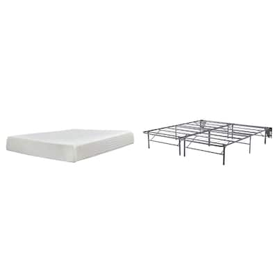 Signature Design by Ashley 10 Inch Chime Memory Foam Black/White 2-Piece King Mattress Package