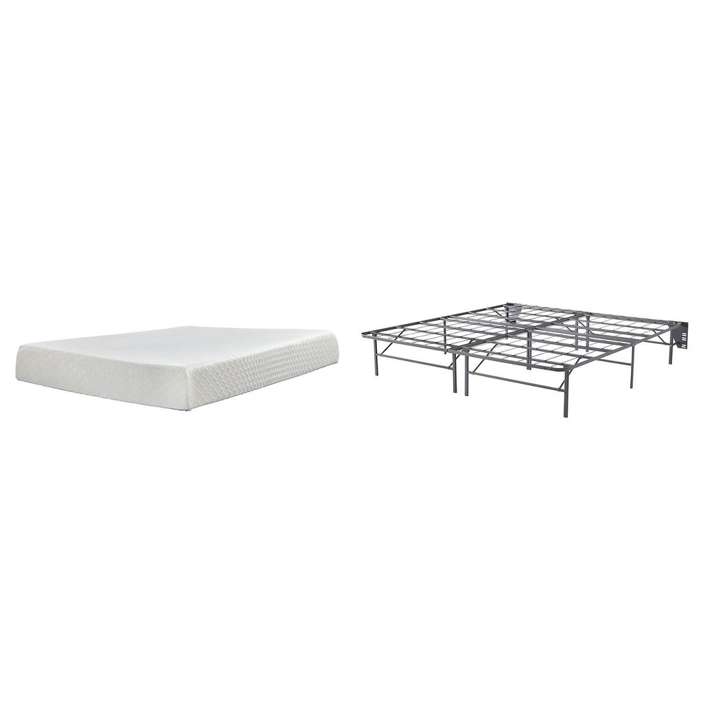 Signature Design by Ashley 10 Inch Chime Memory Foam Black/White 2-Piece King Mattress Package
