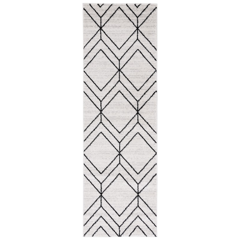 SAFAVIEH Adirondack Benilda Modern Geometric Rug - 2'6" x 8' Runner - Light Grey/Black