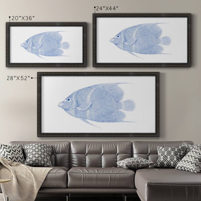 Blue & White Tropical Fish V Premium Framed Canvas- Ready to Hang