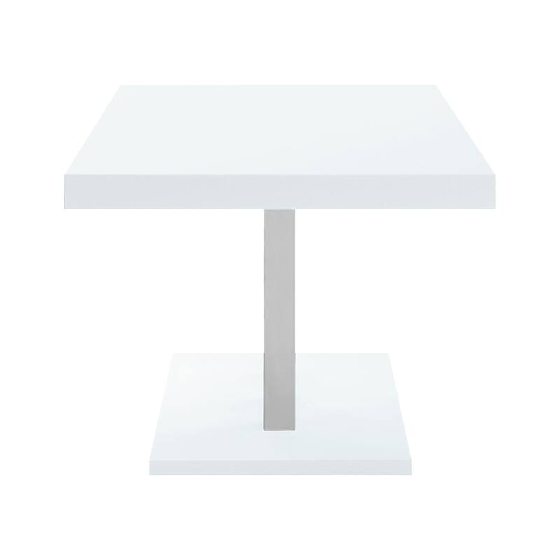 Modern Rectangular Dining Table - White Glossy Surface with Chrome Legs - Kitchen Table for Dining Room - 35.5
