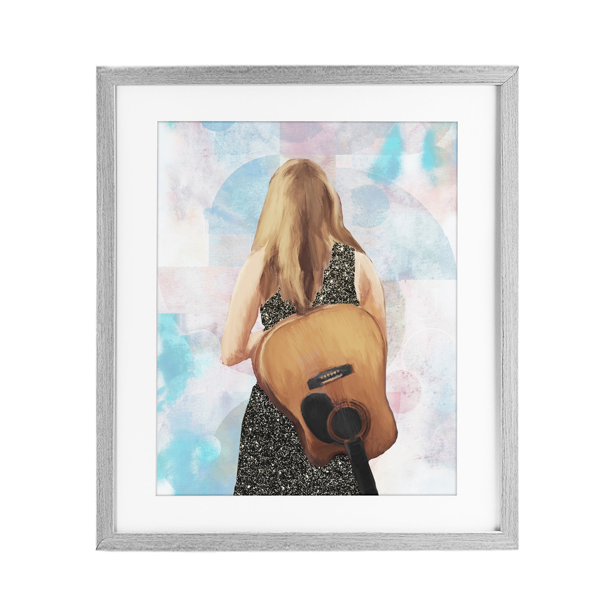Stupell Dreaming With My Guitar Under Glass Framed Design By Dan Meneely