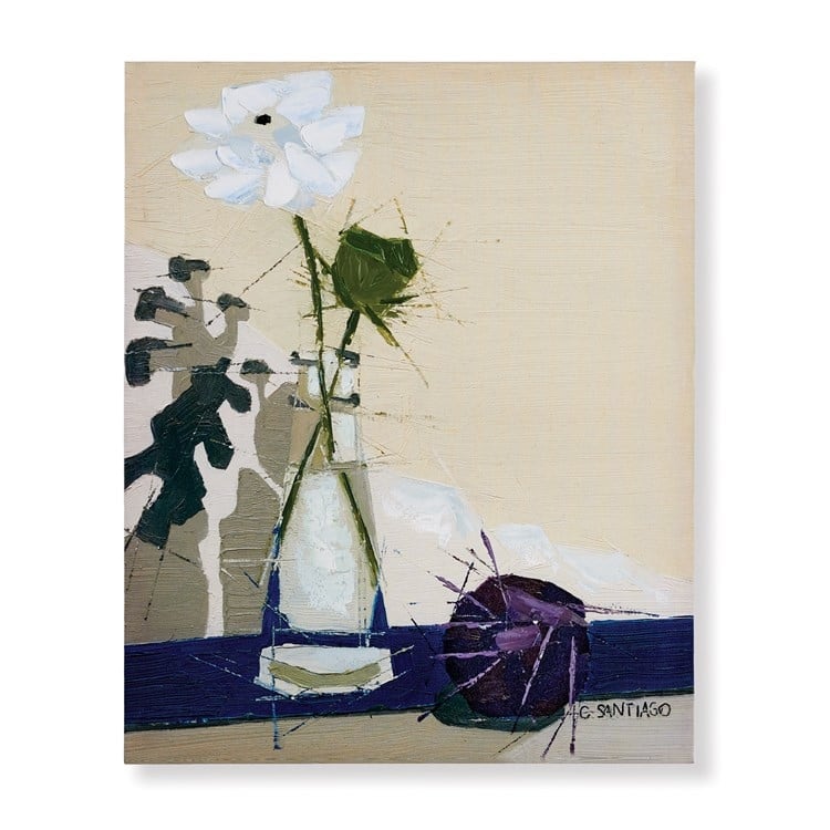 19.75" x 24.5" Cotton Rock Floral Flower Vase Decorative Canvas Prints Abstract Theme Portrait Hanging Wall Art