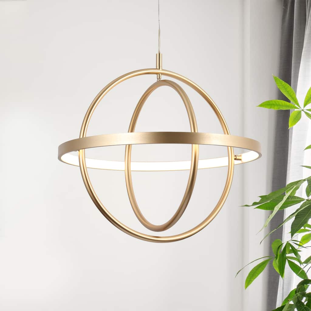 Modern Farmhouse LED Chandelier Black Gold Orb Pendant Light for Dining Room