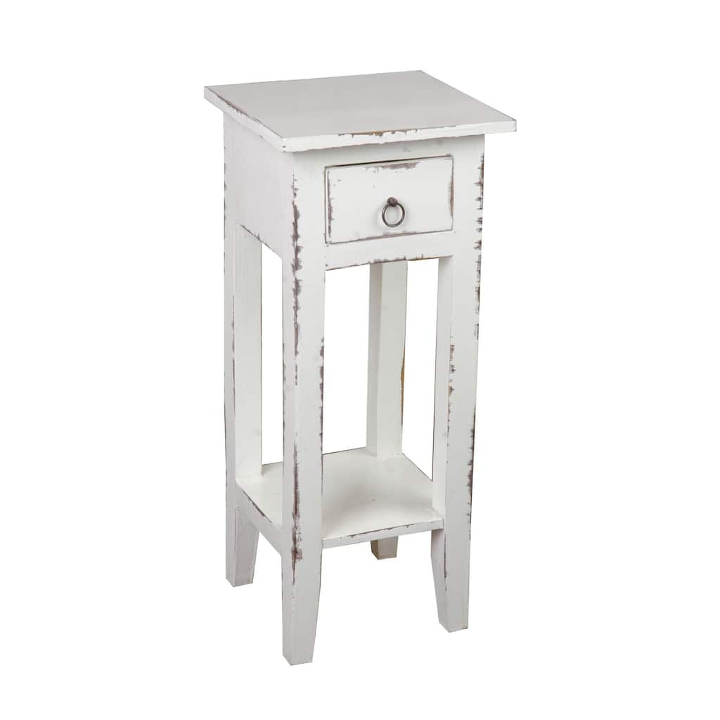 Solid Distressed Narrow Side Table - 25.75" - Washed White