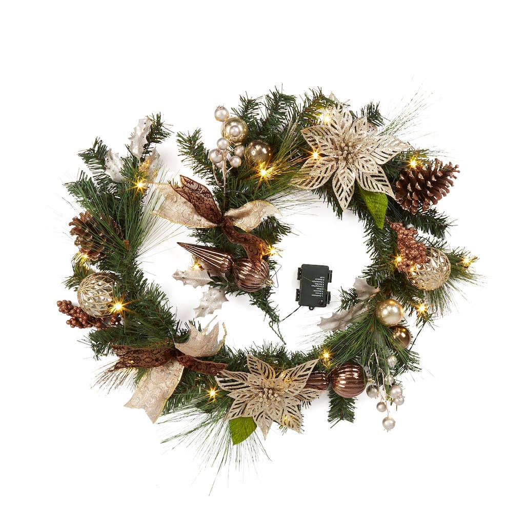 Gold Christmas Garland with Lights, 6 ft - 6 ft