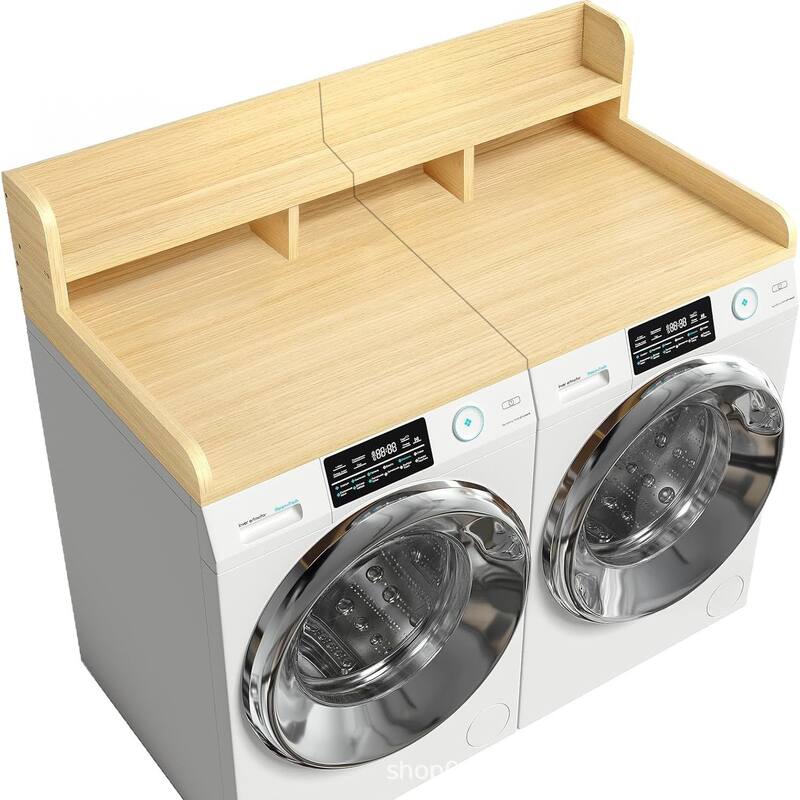 Washer Dryer Countertop, Laundry Wood Shelf Topper with Edge, 54" Width x 27.5" Depth Double Layer Organizer